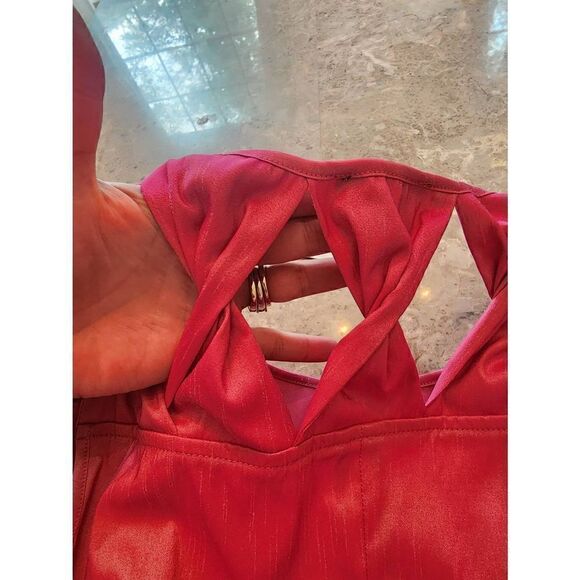 Samuel Dong NWT pink taffeta cocktail dress size Large cutout - Picture 11 of 11